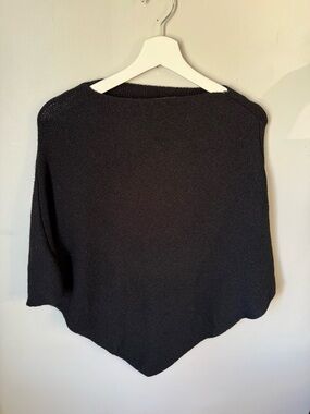 M Made in Italy Black Women’s Knit Poncho Sweater - Classic Style